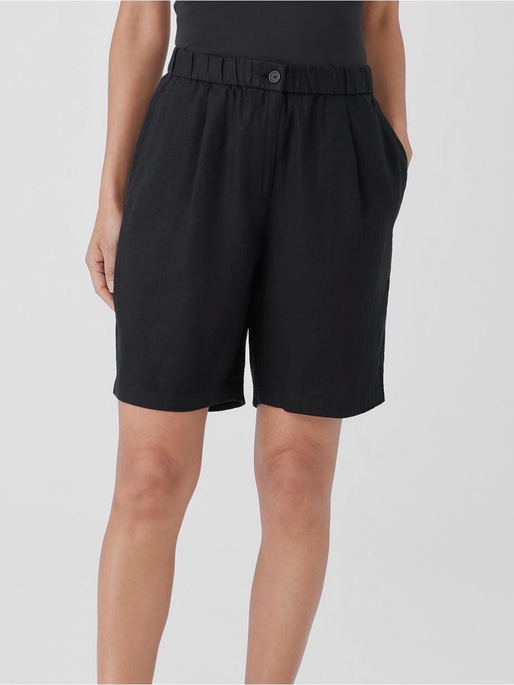 NWT Eileen Fisher Organic Linen Black Long Shorts Size 3X